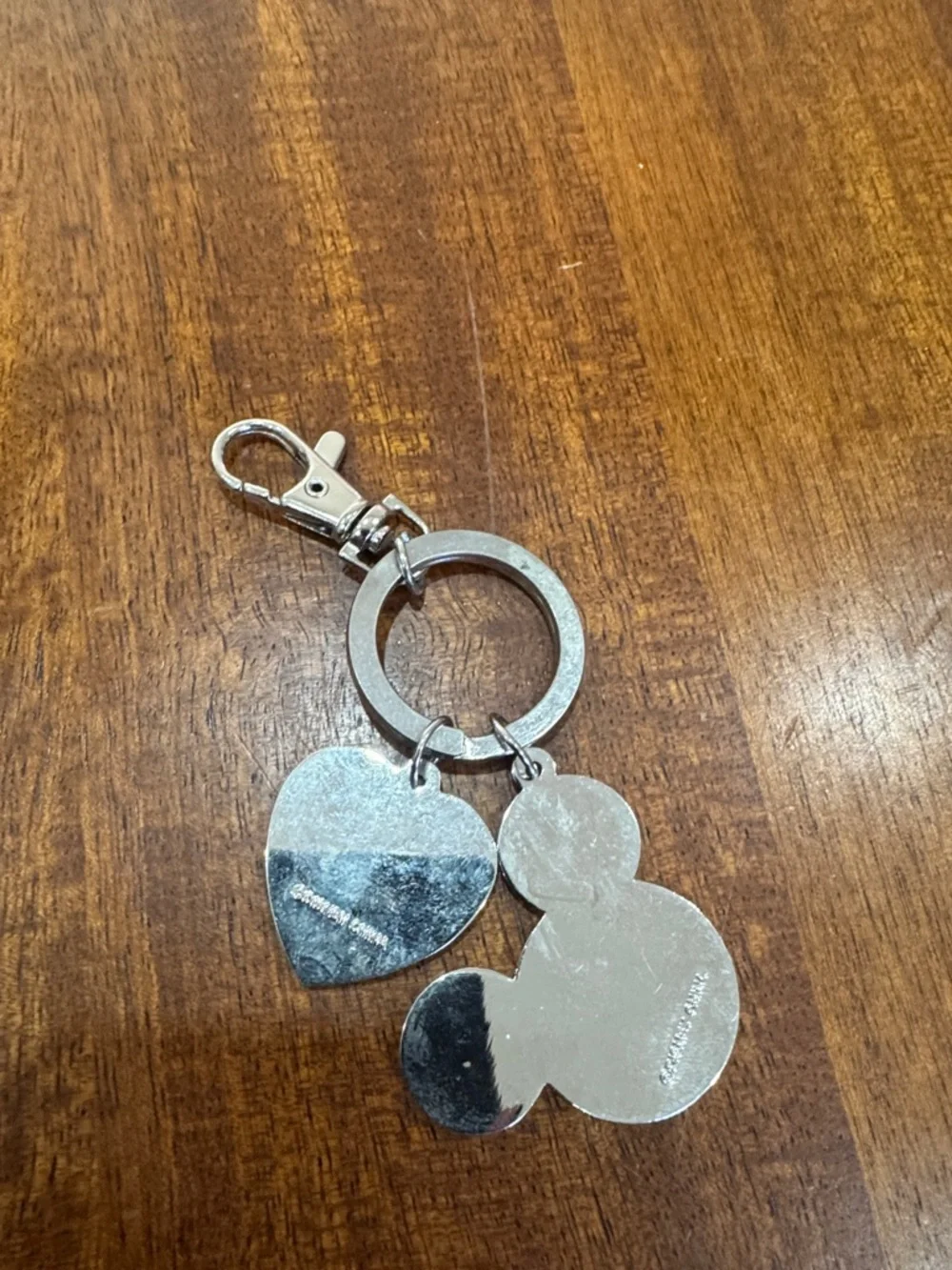 Y2k Pink Mickey-Style Charm Keychain with Red Heart Accent